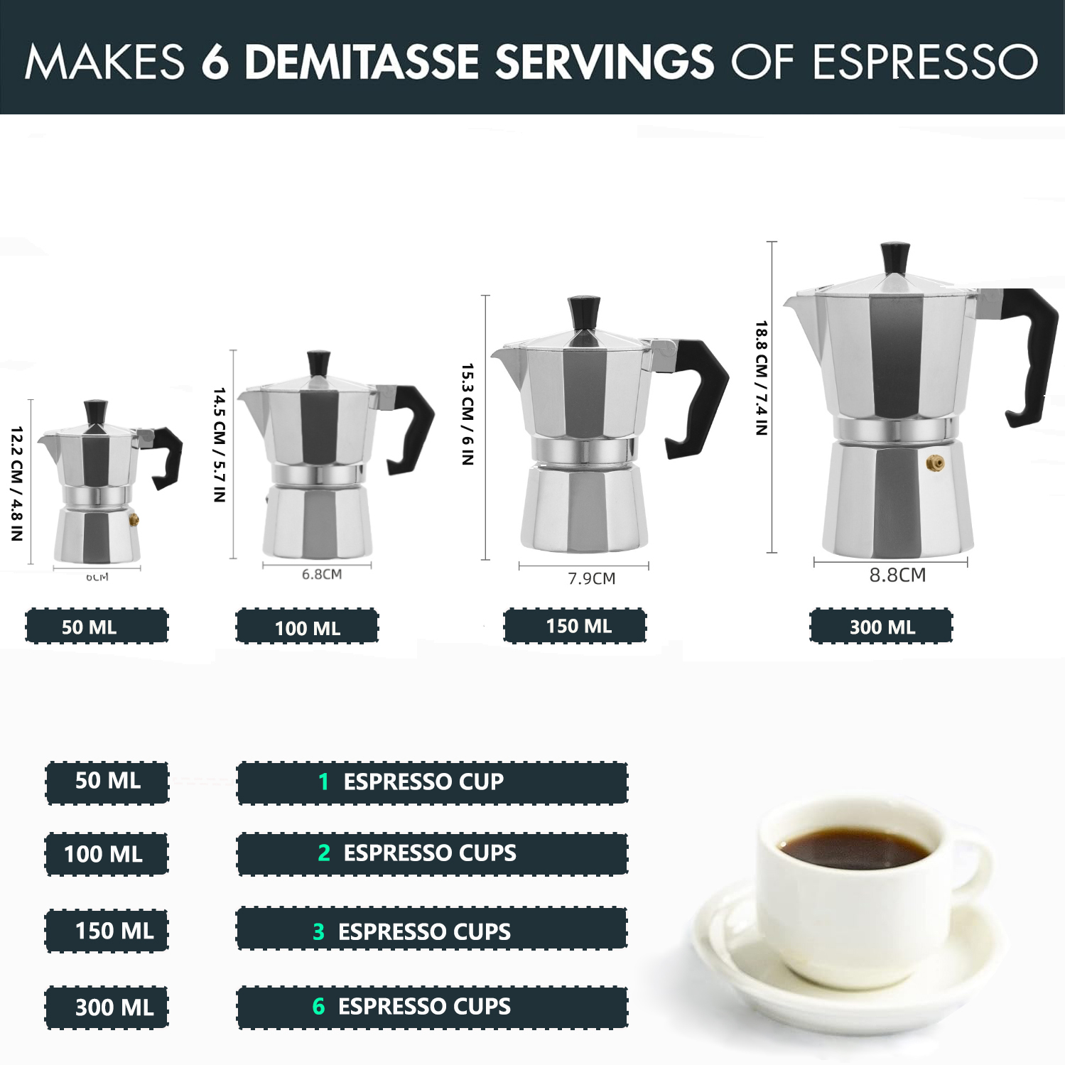 클래식 알루미늄 모카포트 50-300ML 가정용 스토브 - Coffee Equipment Wdt 리뷰 및 가격