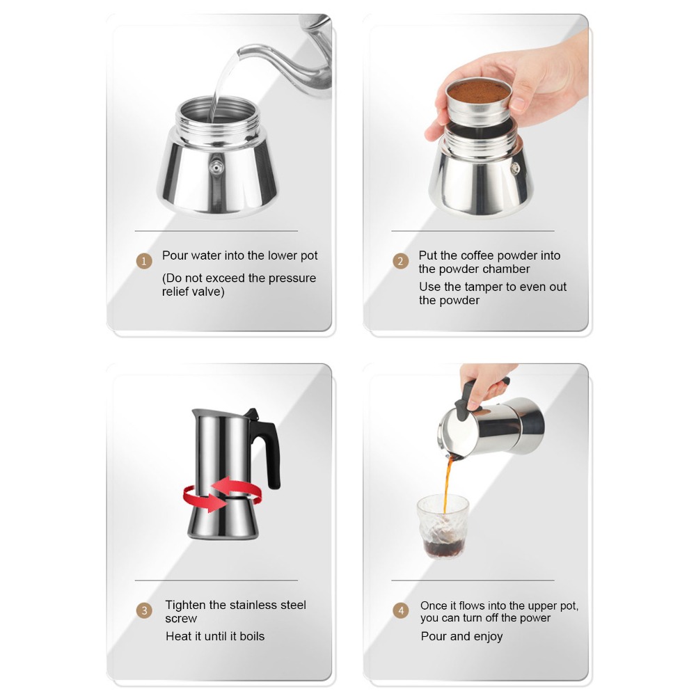 스테인리스 스틸 모카포트 대용량 실버 스토브탑 모카포트 - Coffee Equipment Wdt 리뷰 및 가격